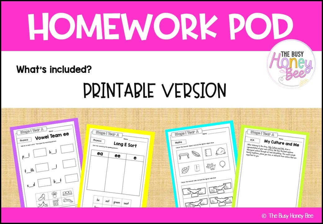 Stage 1 Year A Homework/Learning Pods Ultimate Mega Bundle - Homework | Casual Teaching