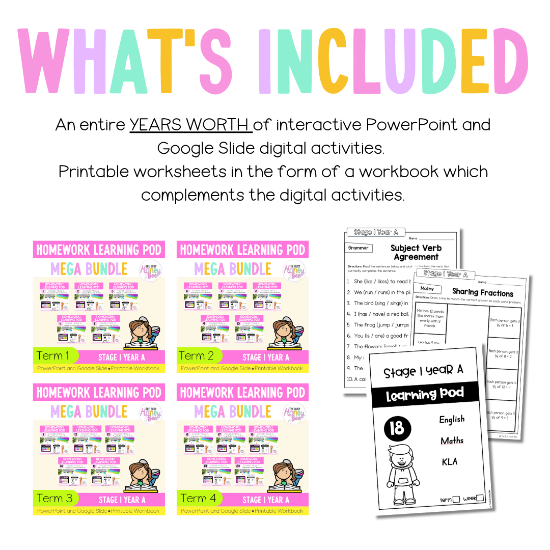 Stage 1 Year A Homework/Learning Pods Ultimate Mega Bundle - Homework | Casual Teaching