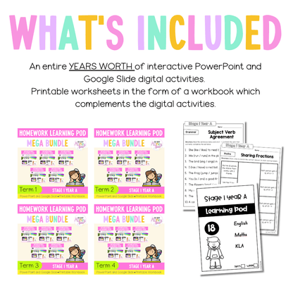 Stage 1 Year A Homework/Learning Pods Ultimate Mega Bundle - Homework | Casual Teaching