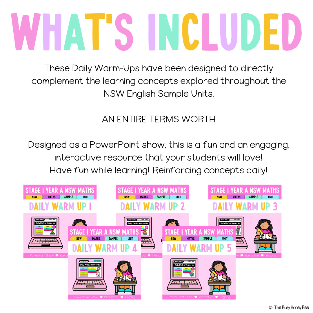 Stage 1 Year A Maths Daily Warm Up Term 1 Mega Bundle -