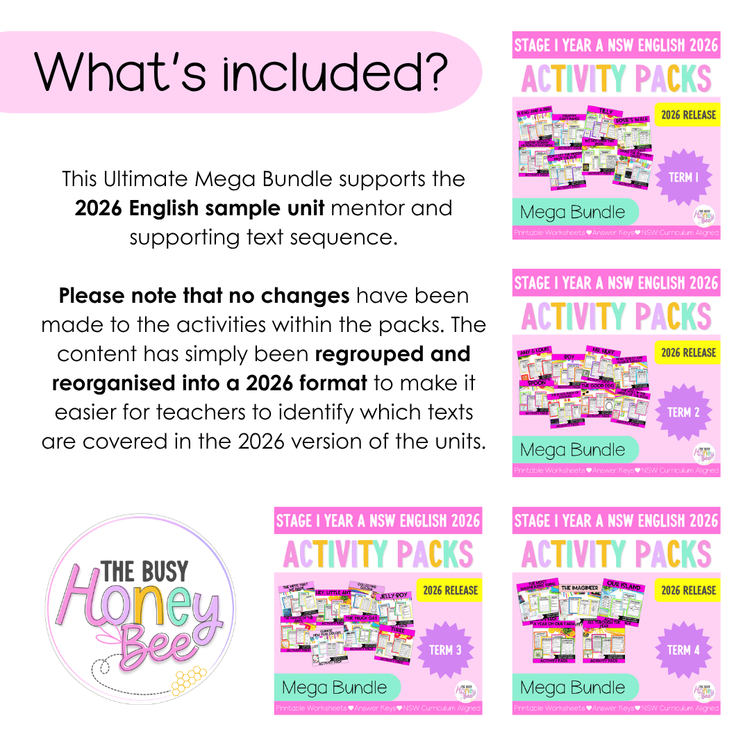 Stage 1 Year A NSW English Activity Pack ULTIMATE Mega Bundle 2026 - Activity Pack