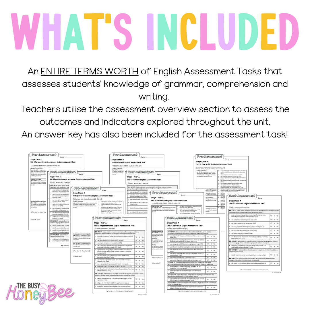 Stage 1 Year A NSW English Assessment Term 1 Mega Bundle - Assessment