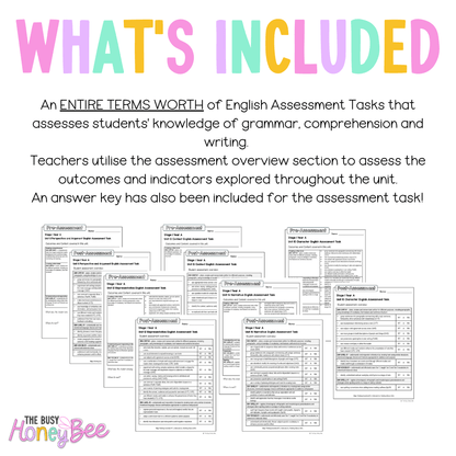 Stage 1 Year A NSW English Assessment Term 3 Mega Bundle - Assessment