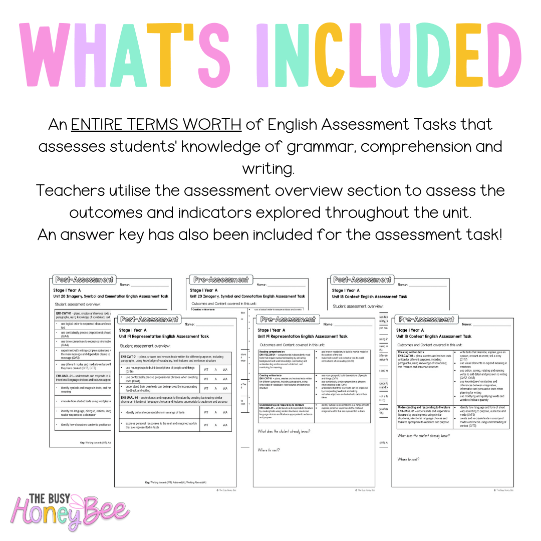 Stage 1 Year A NSW English Assessment Term 4 Mega Bundle - Assessment