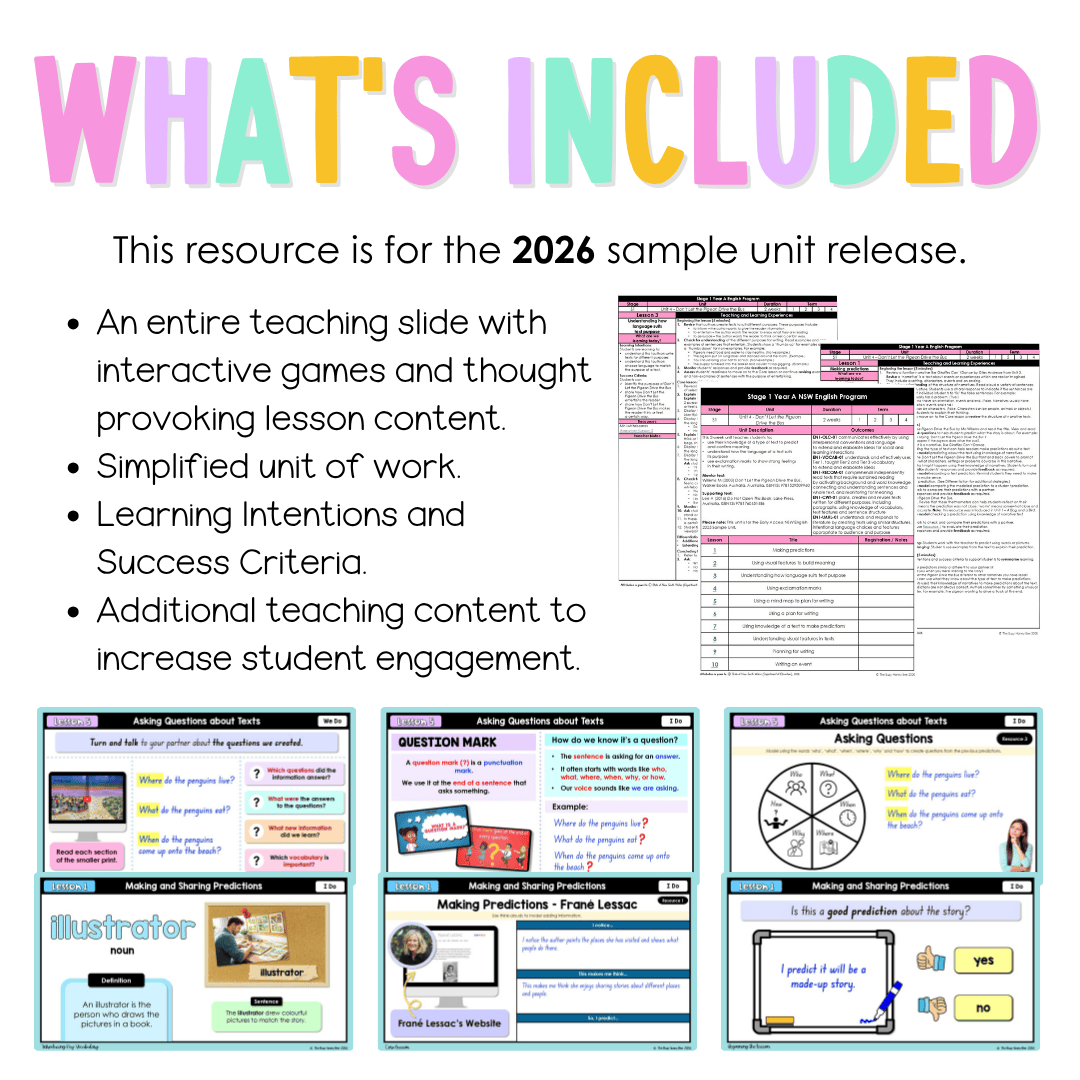 Stage 1 Year A NSW English Teaching Slides UNIT 5 Under the Southern Cross 2026 -