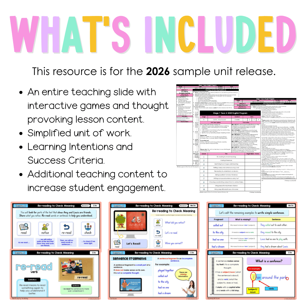 Stage 1 Year A NSW English Teaching Slides UNIT 6 Amy & Louis 2026 -