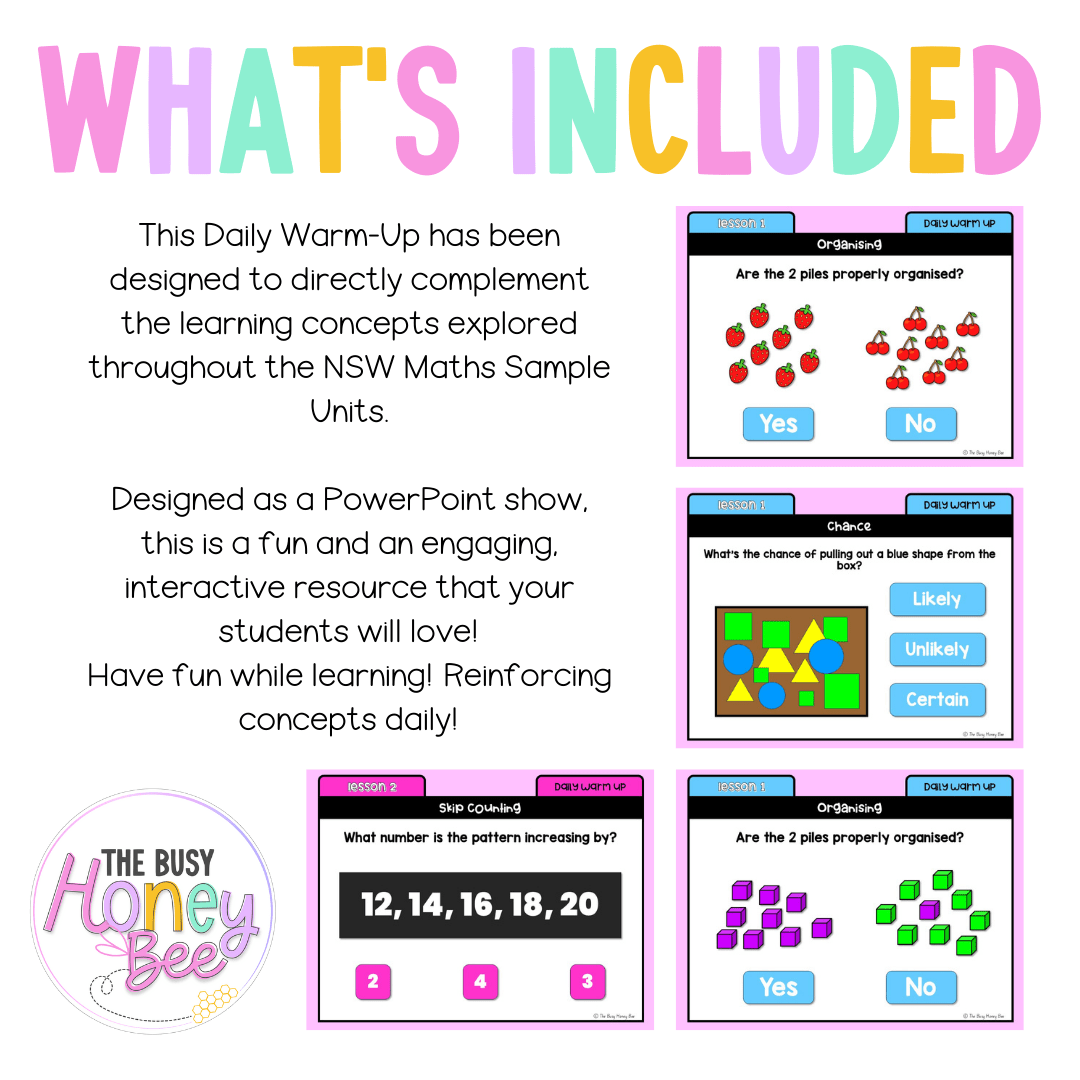 Stage 1 Year A | NSW Math Daily Review | Warm-Up Unit 18 - Warm Up | Revision