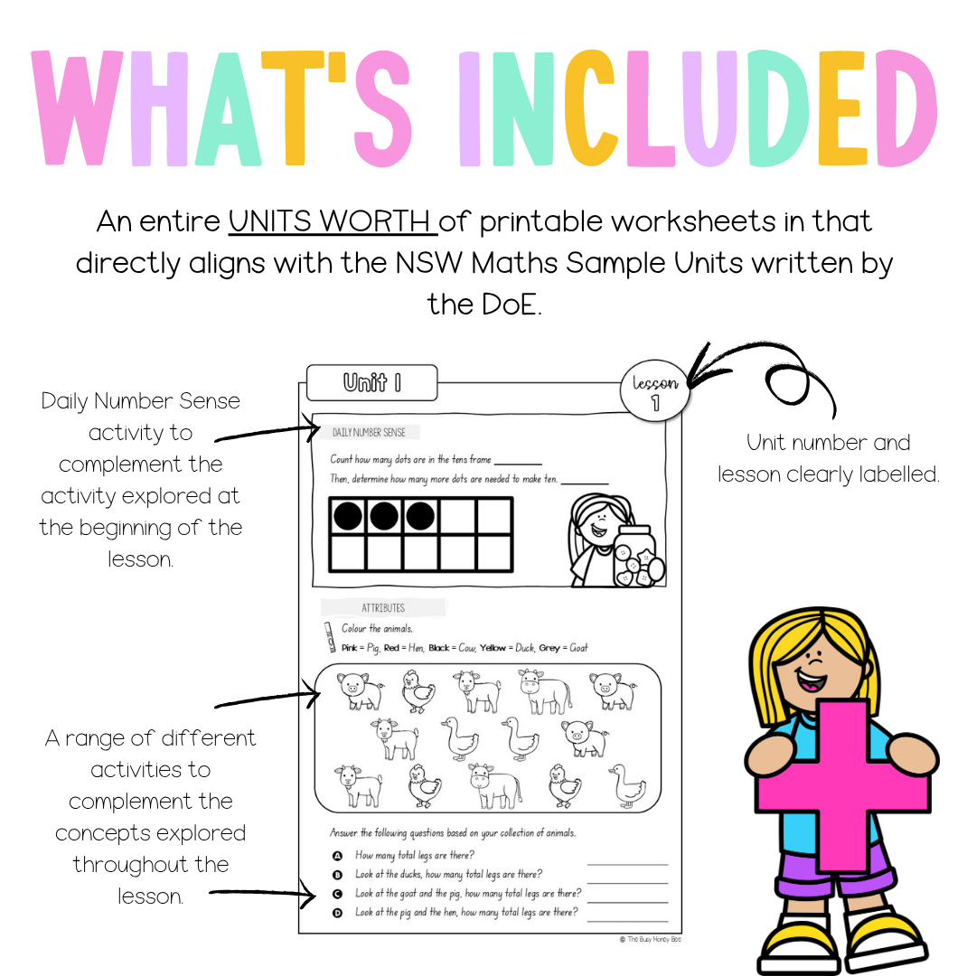 Stage 1 Year A NSW Maths Worksheets Unit 1 - Workbook | Worksheets