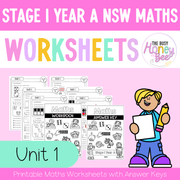 Stage 1 Year A NSW Maths Worksheets Unit 1 - Workbook | Worksheets