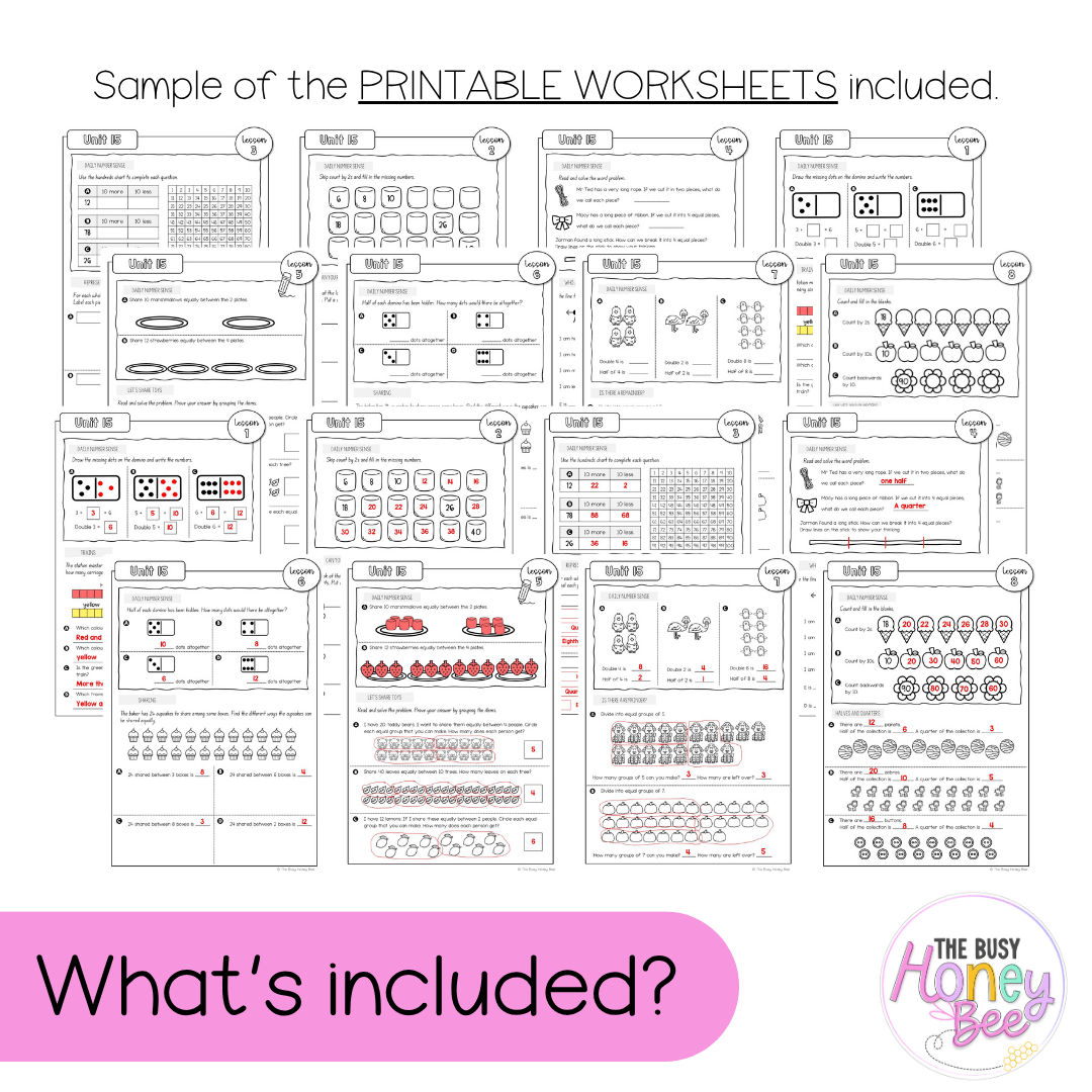 Stage 1 Year A NSW Maths Worksheets Unit 15 - Workbook | Worksheets