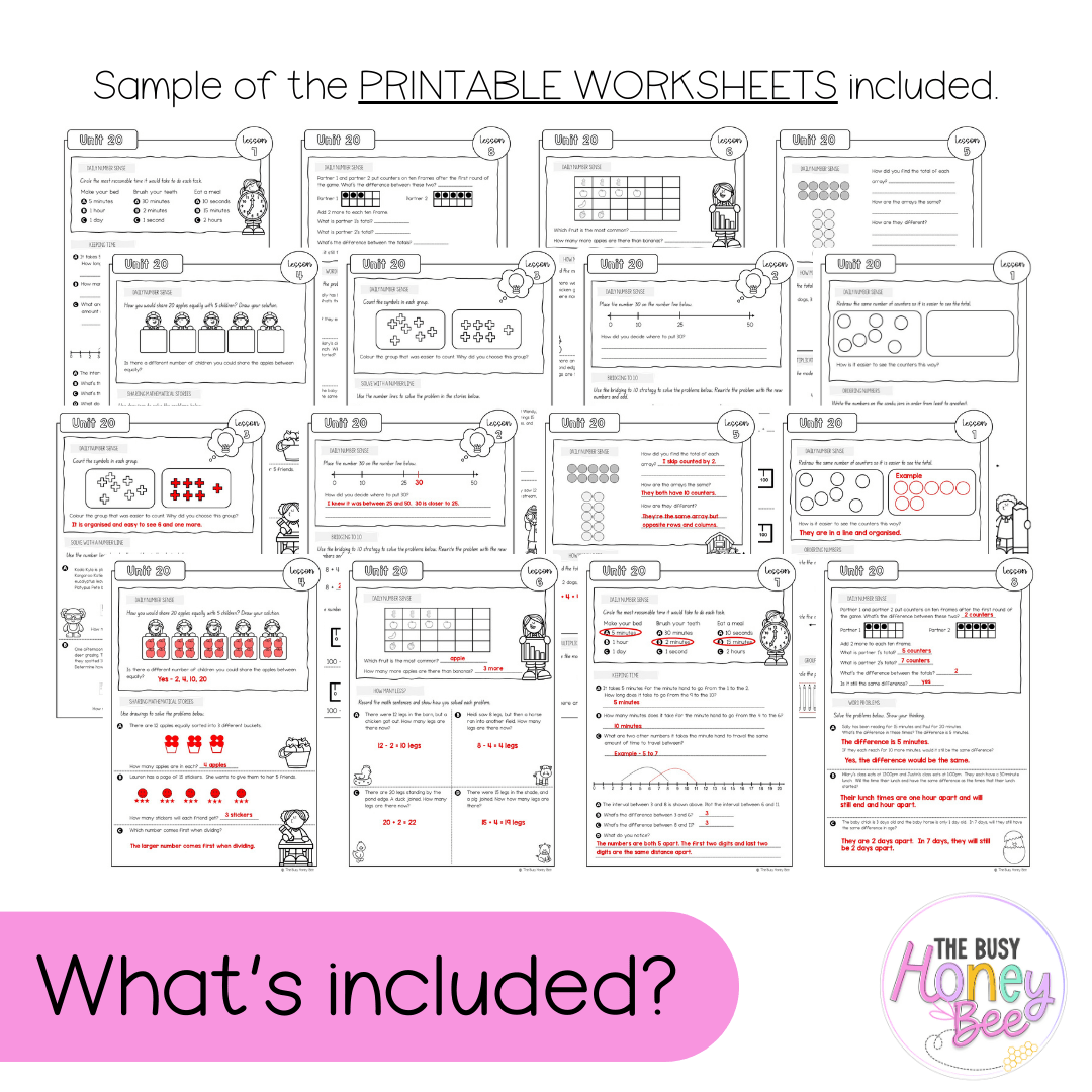 Stage 1 Year A NSW Maths Worksheets Unit 20 - Workbook | Worksheets