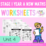 Stage 1 Year A NSW Maths Worksheets Unit 4 - Workbook | Worksheets