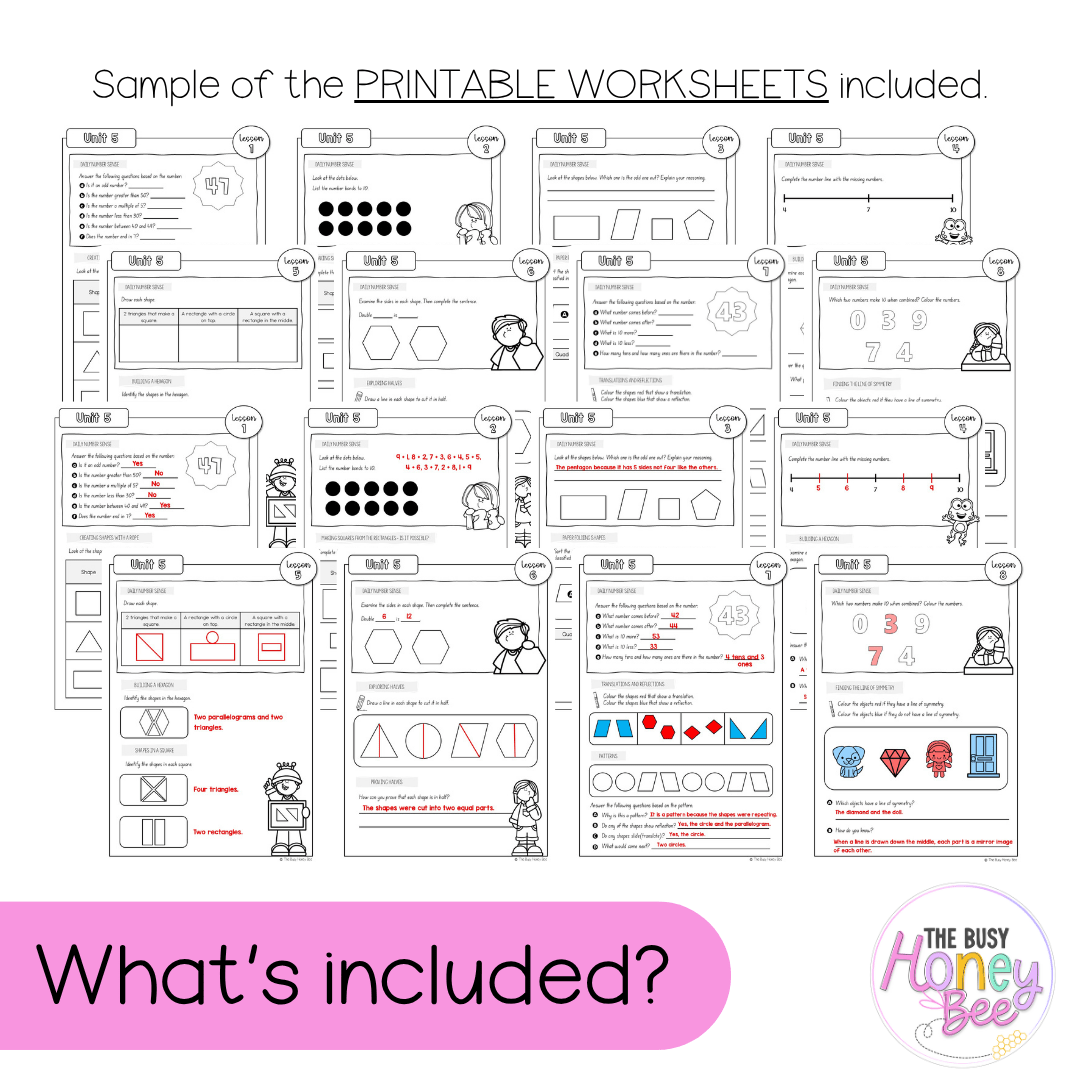 Stage 1 Year A NSW Maths Worksheets Unit 5 - Workbook | Worksheets