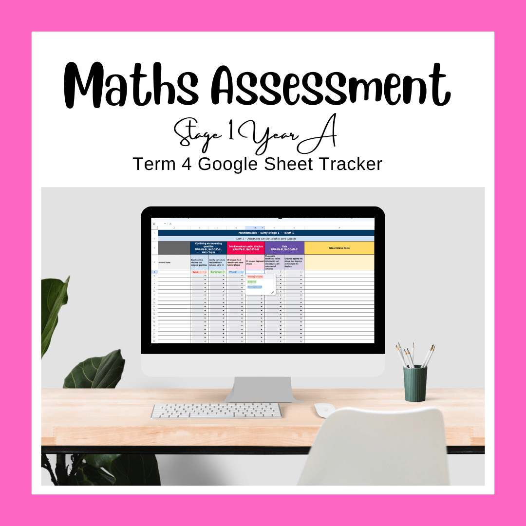 Stage 1 Year A NSW Term 4 Maths Assessment Overview Google Sheet - Assessment