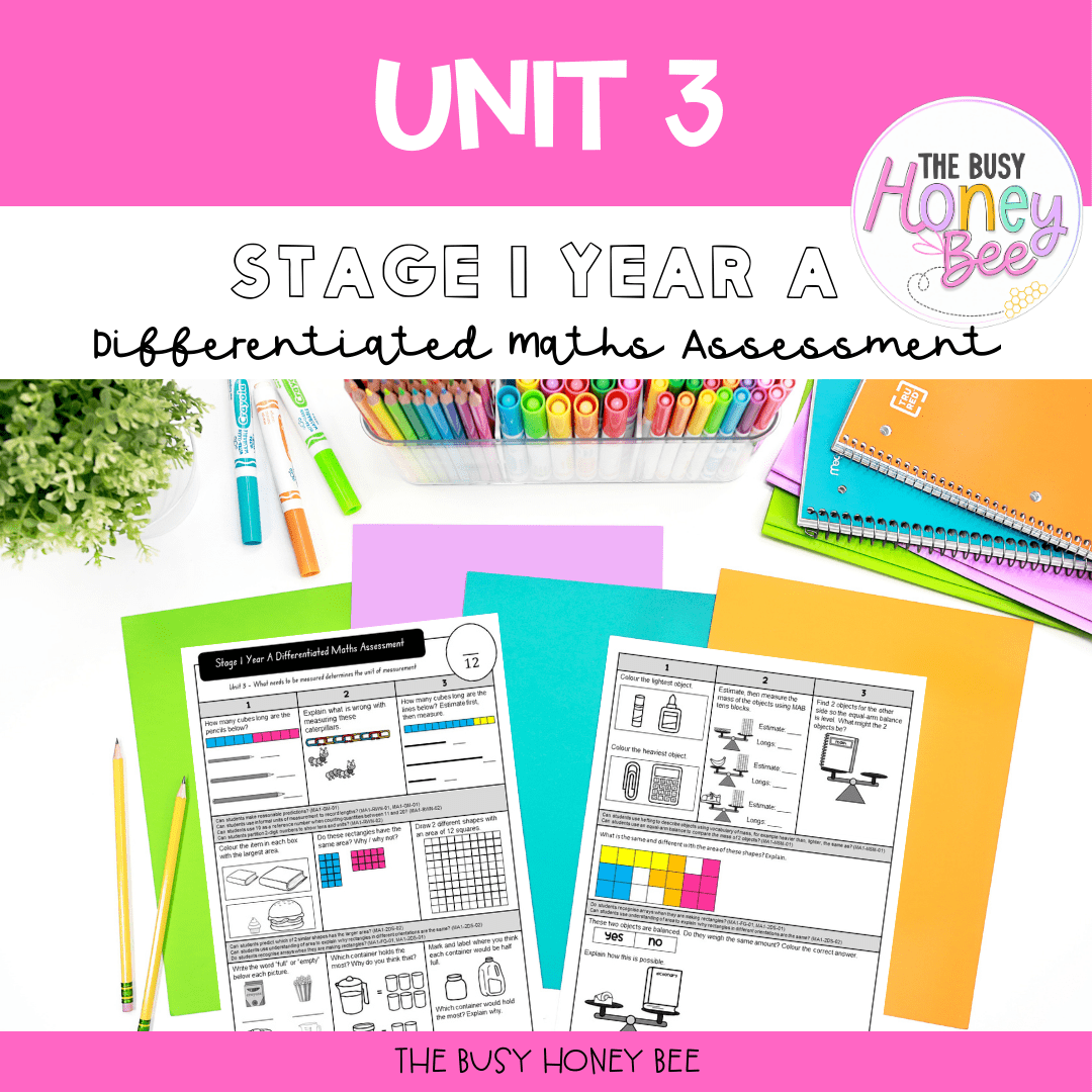 Stage 1 Year A Term 1 Differentiated Maths Assessment Bundle - Assessment