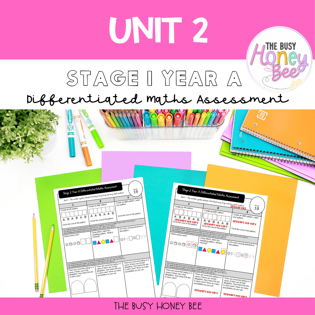 Stage 1 Year A Term 1 Differentiated Maths Assessment Bundle - Assessment