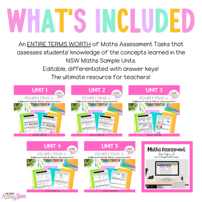 Stage 1 Year A Term 1 Differentiated Maths Assessment Bundle - Assessment