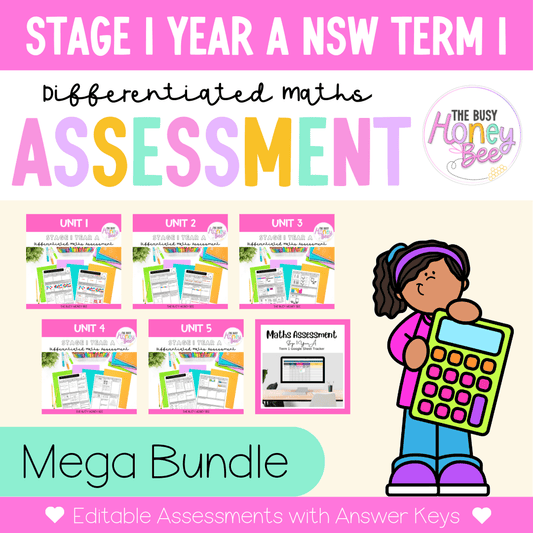 Stage 1 Year A Term 1 Differentiated Maths Assessment Bundle - Assessment