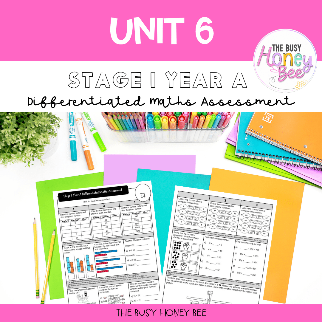 Stage 1 Year A Term 2 Differentiated Maths Assessment Bundle - Assessment