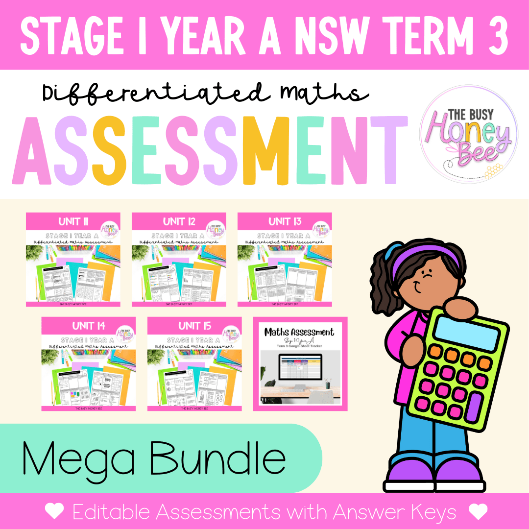 Stage 1 Year A Term 3 Differentiated Maths Assessment Bundle - Assessment