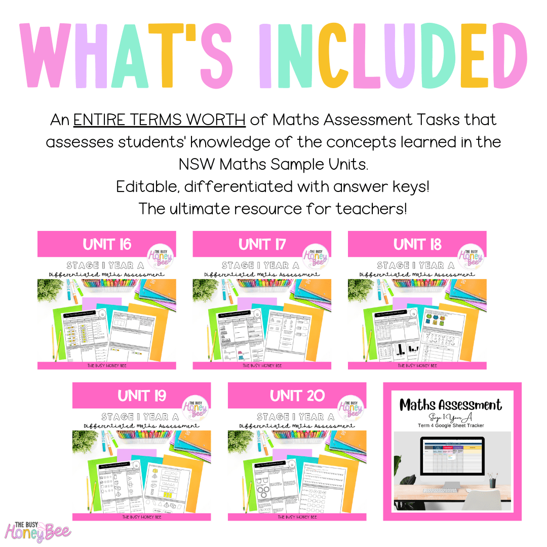 Stage 1 Year A Term 4 Differentiated Maths Assessment Bundle - Assessment