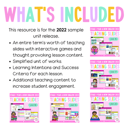 Stage 1 Year A Term 4 English Teaching Slides Mega Bundle 2022 - Teaching Slides