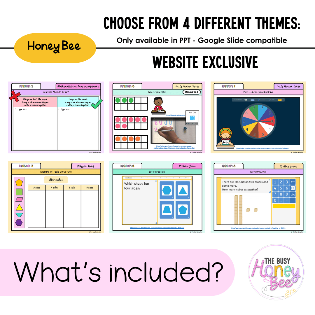 Stage 1 Year A Unit 1 NSW Maths Teaching Slides 2022 – The Busy Honey Bee