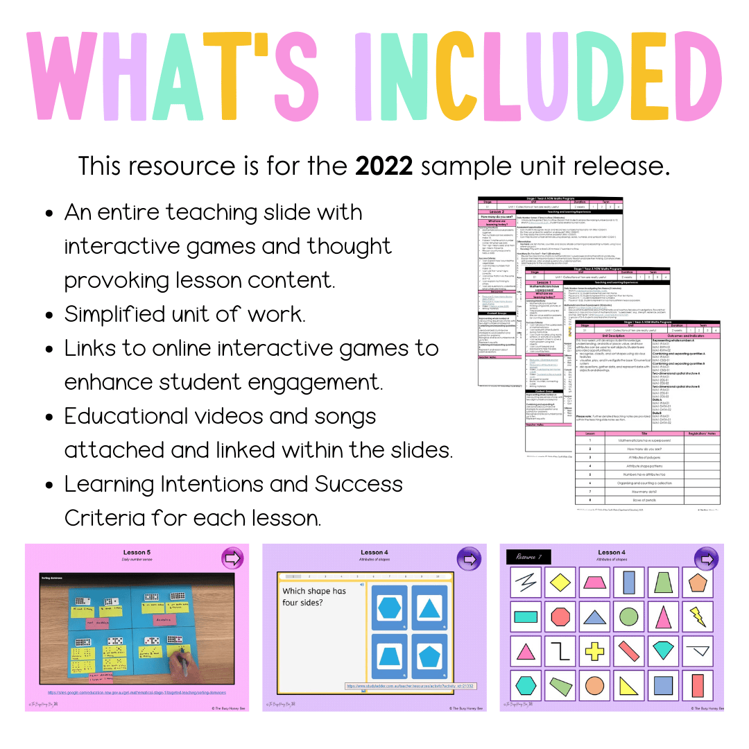 Stage 1 Year A Unit 1 NSW Maths Teaching Slides 2022 - Teaching Slides