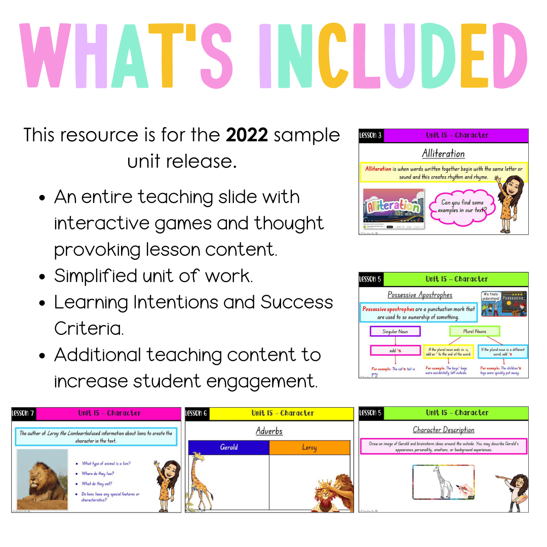 Stage 1 Year A Unit 15 NSW Character English Teaching Slides 2022 - Teaching Slides