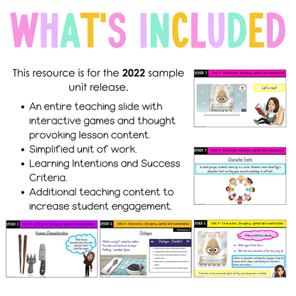 Stage 1 Year A Unit 4 NSW Character; Imagery, symbol... English Teaching Slides 2022 - Teaching Slides