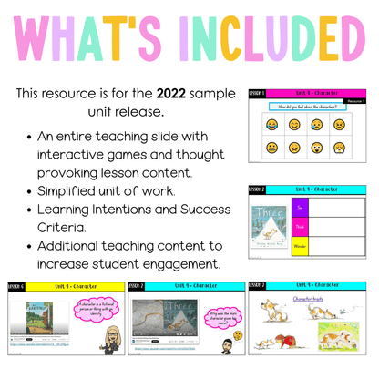 Stage 1 Year A Unit 9 NSW Character English Teaching Slides 2022 - Teaching Slides
