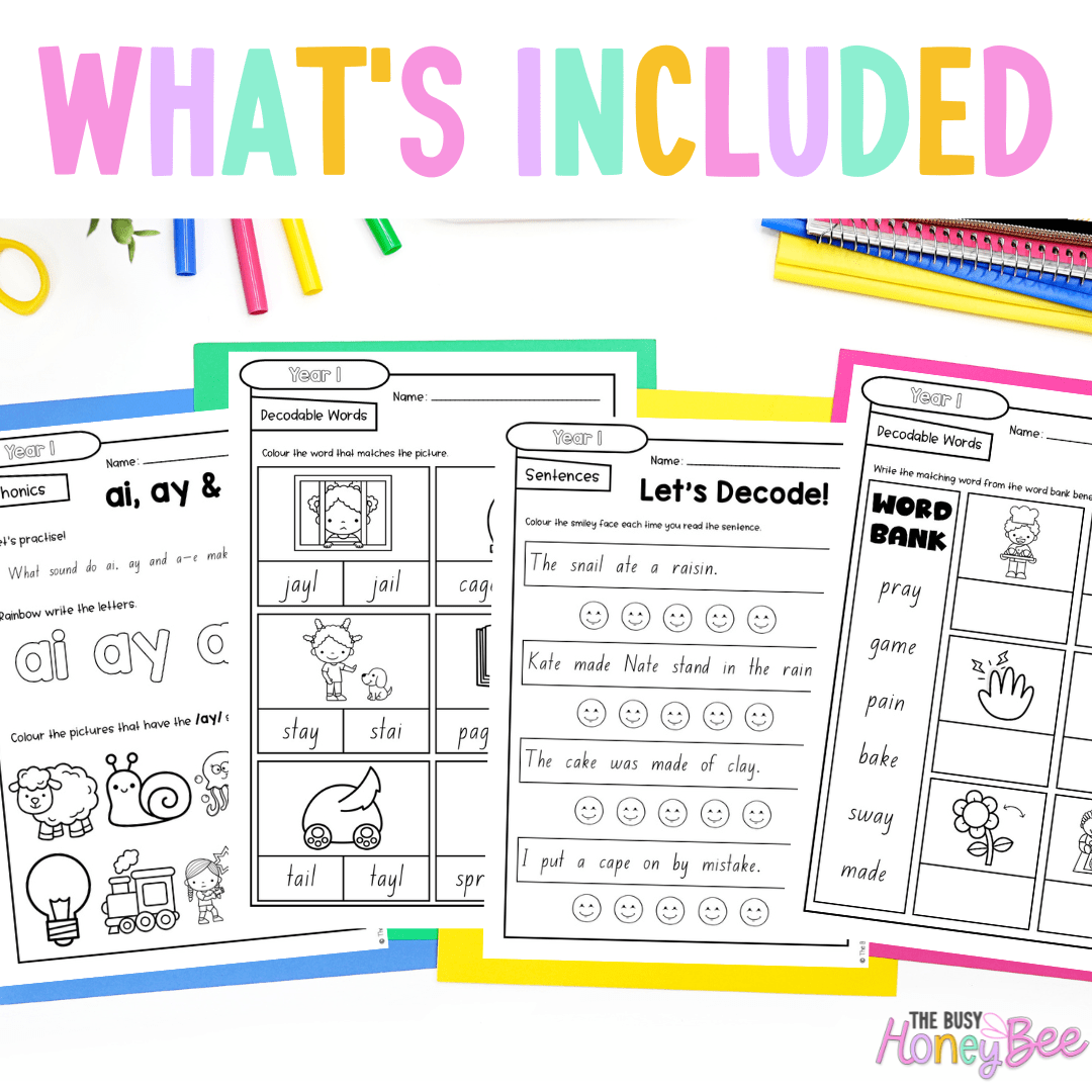 Stage 1 Year A - Year 1 Reading Pod 1 - ay, ai and a_e - Teaching Bundle