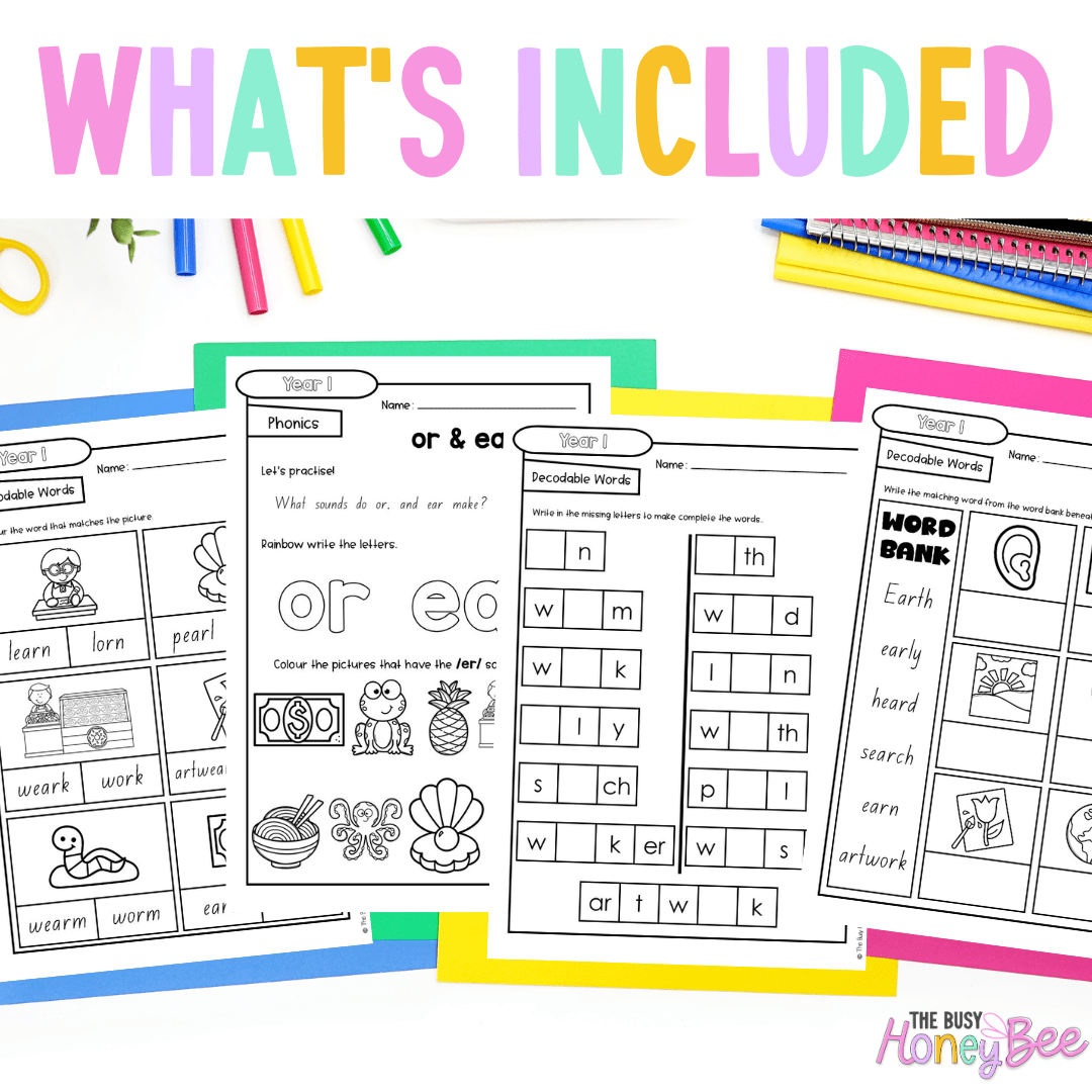 Stage 1 Year A - Year 1 Reading Pod 13 - ear and or make /er/ - Teaching Bundle