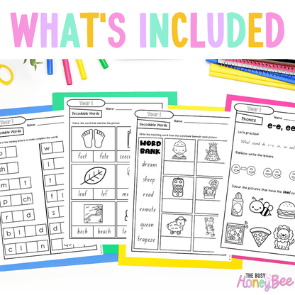 Stage 1 Year A - Year 1 Reading Pod 3 - e-e, ee, ea and e - Teaching Bundle