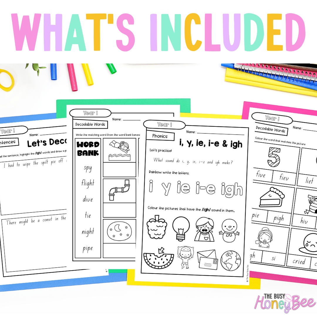 Stage 1 Year A - Year 1 Reading Pod 5 - i, y, igh, ie, i-e - Teaching Bundle