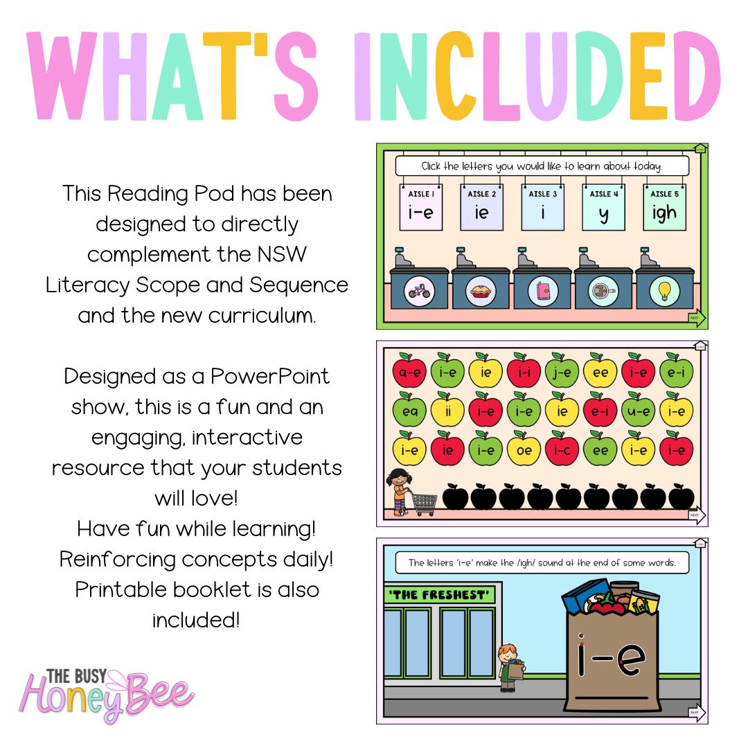 Stage 1 Year A - Year 1 Reading Pod 5 - i, y, igh, ie, i-e - Teaching Bundle