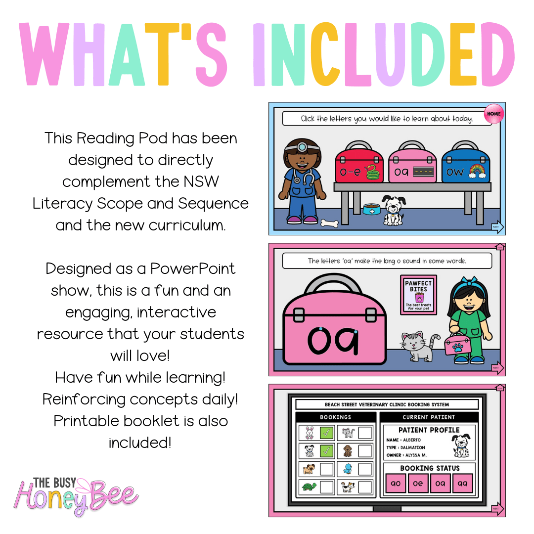 Stage 1 Year A - Year 1 Reading Pod 6 - oa, ow, o-e - Teaching Bundle