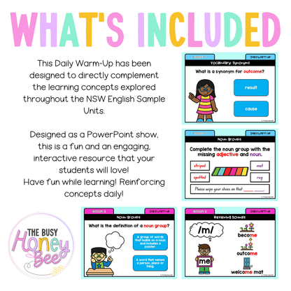 Stage 1 Year B Australian | NSW English Daily Review | Daily Warm Unit 26 -