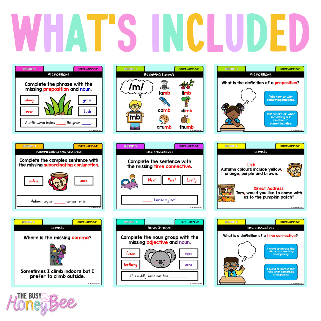 Stage 1 Year B Australian | NSW English Daily Review | Daily Warm Unit 26 -