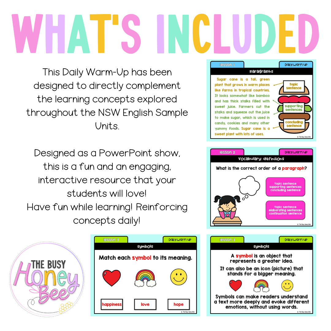 Stage 1 Year B Australian | NSW English Daily Review | Daily Warm Unit 32 - Warm Up | Revision
