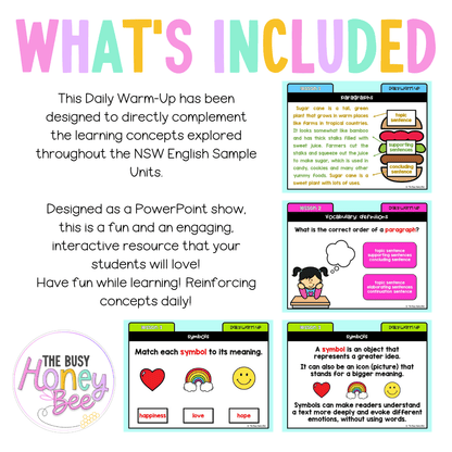 Stage 1 Year B Australian | NSW English Daily Review | Daily Warm Unit 32 - Warm Up | Revision