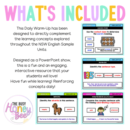 Stage 1 Year B Australian | NSW English Daily Review | Daily Warm Unit 33 - Warm Up | Revision