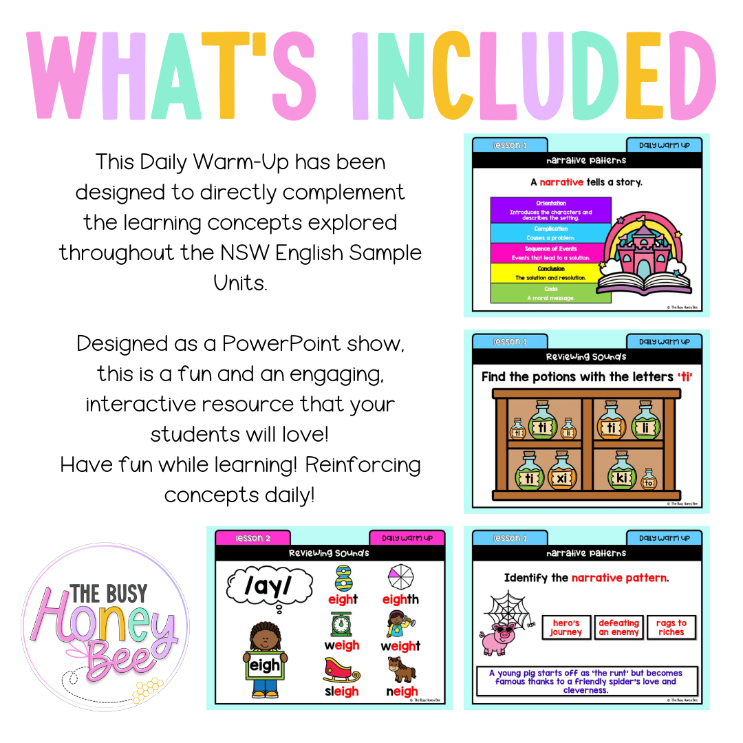 Stage 1 Year B Australian | NSW English Daily Review | Daily Warm Unit 34 - Warm Up | Revision