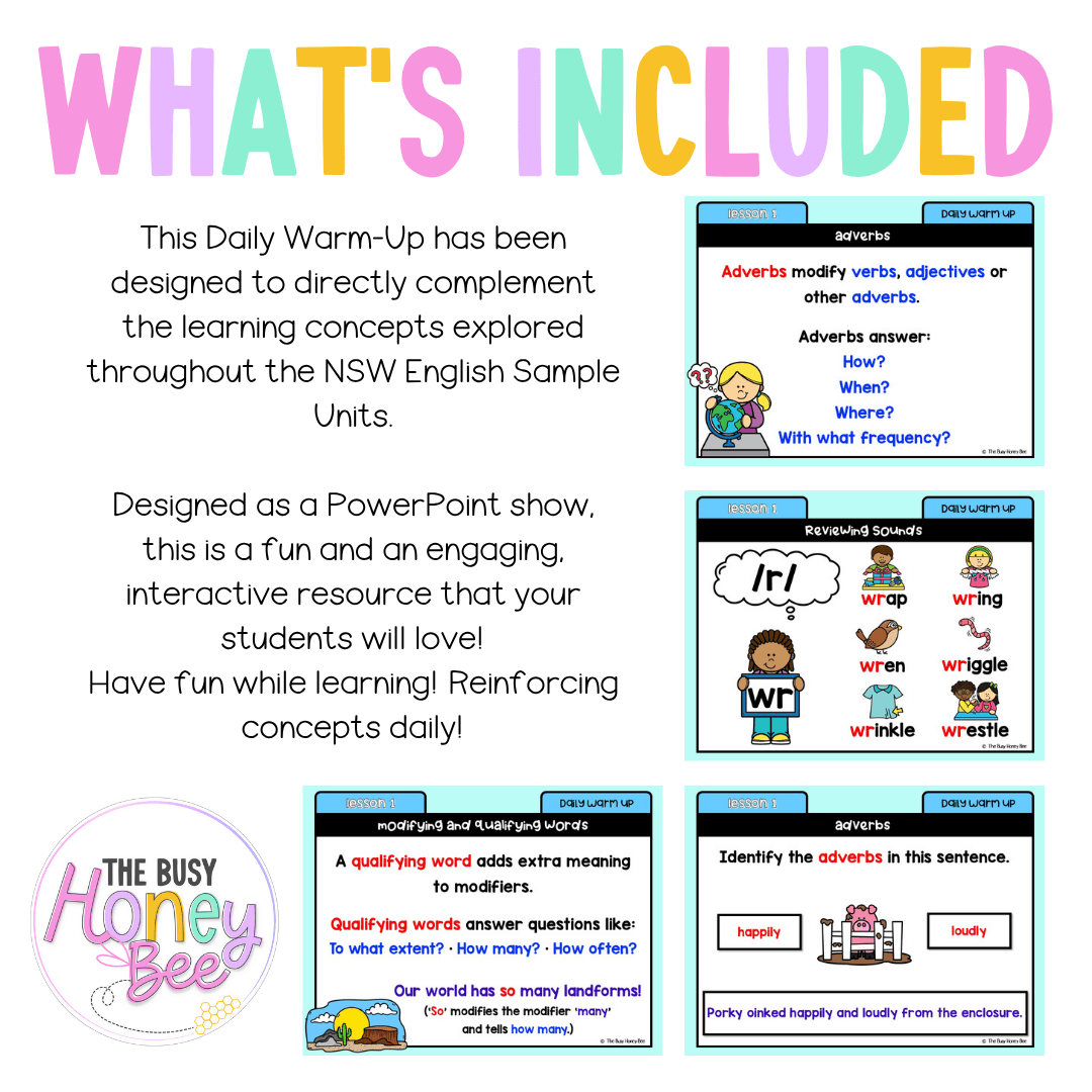 Stage 1 Year B Australian | NSW English Daily Review | Daily Warm Unit 36 - Warm Up | Revision