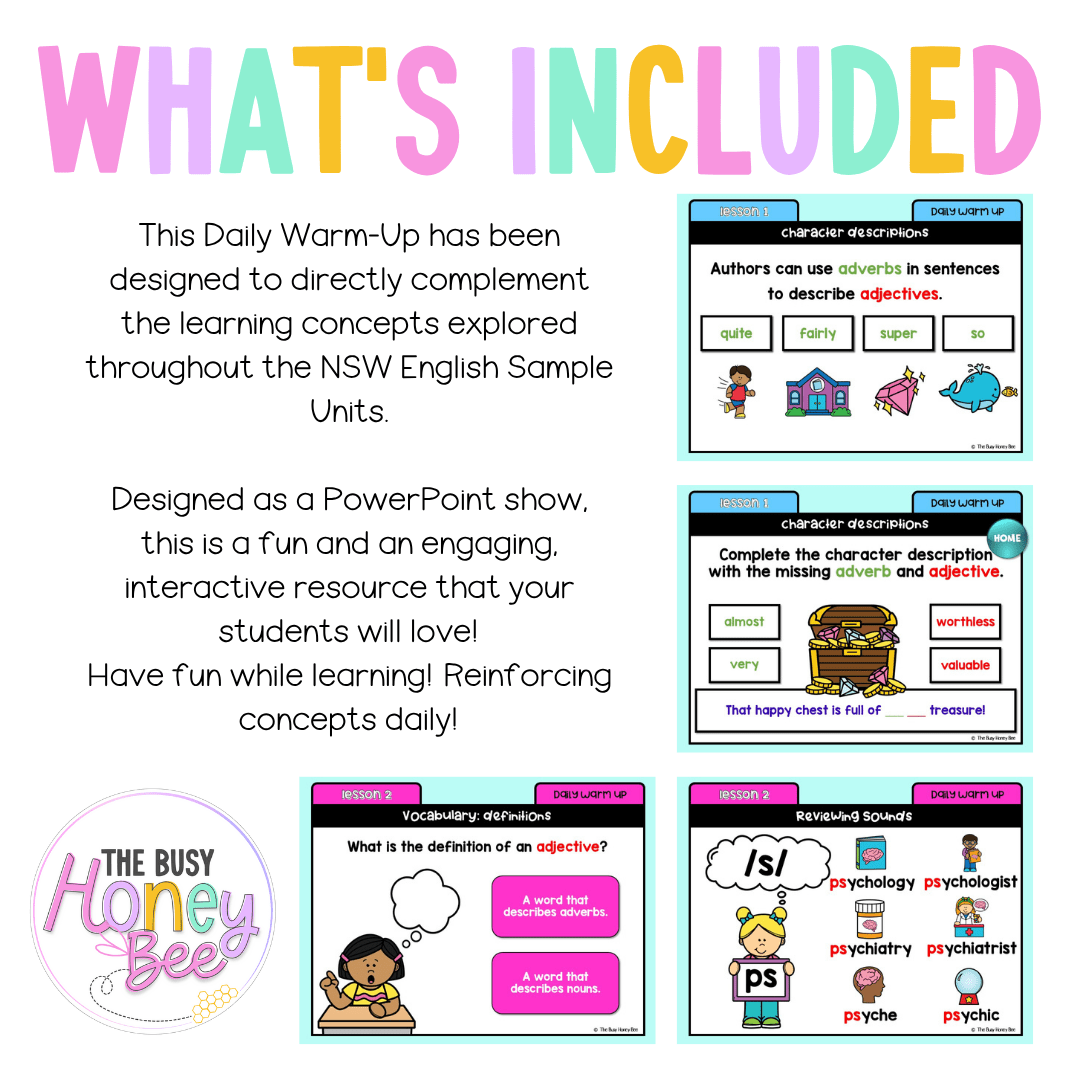 Stage 1 Year B Australian | NSW English Daily Review | Daily Warm Unit 39 - Warm Up | Revision