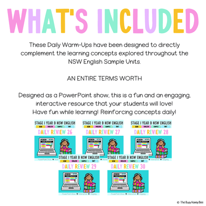 Stage 1 Year B Australian | NSW English Daily Review |Warm-Up Term 2 Mega Bundle -