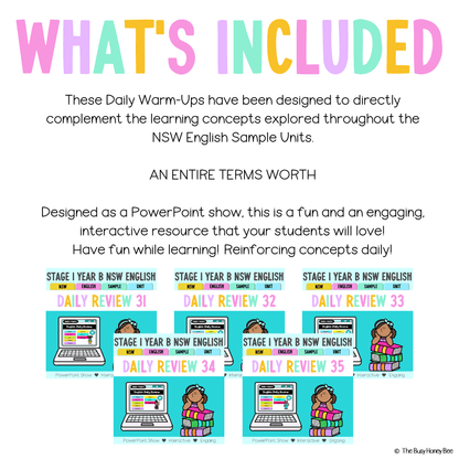 Stage 1 Year B Australian | NSW English Daily Review |Warm-Up Term 3 Mega Bundle - Warm Up | Revision