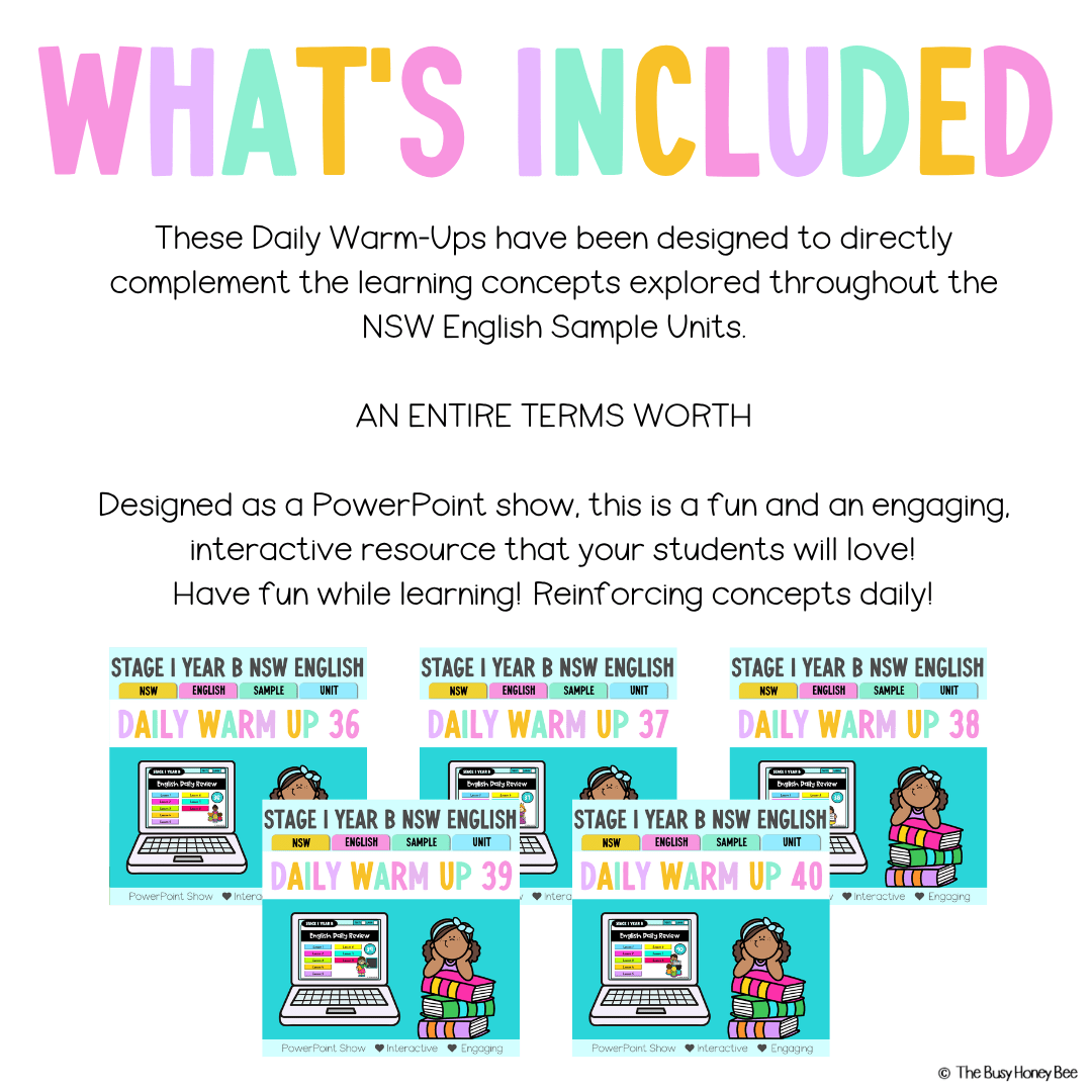 Stage 1 Year B Australian | NSW English Daily Review |Warm-Up Term 4 Mega Bundle - Warm Up | Revision