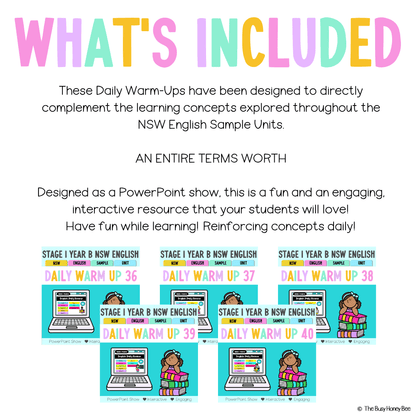 Stage 1 Year B Australian | NSW English Daily Review |Warm-Up Term 4 Mega Bundle - Warm Up | Revision