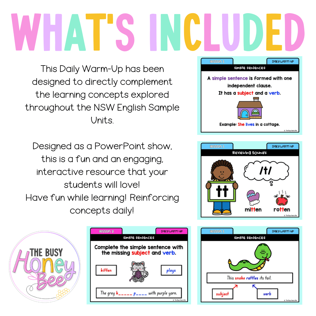 Stage 1 Year B Australian | NSW English Daily Review | Warm-Up Unit 21 - Warm Up | Revision